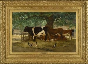 Vaches A L'ombre Du Grand Arbre by Leon Barillot