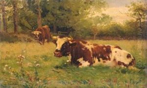 Vaches Dans Le Pre by Leon Barillot