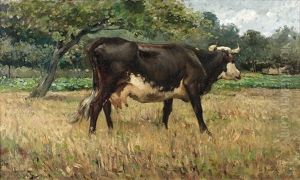 Vache Dans Un Pre by Leon Barillot
