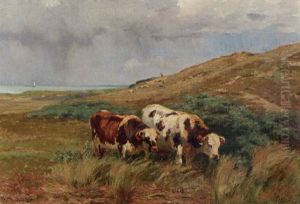 Kuhe In Dunenlandschaft by Leon Barillot