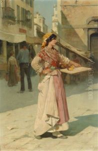 Venezianische Verkauferin by Giuseppe Barison