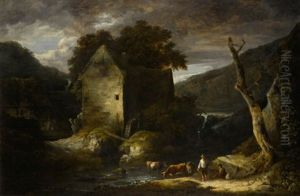 A Wooded River Landscape With Drovers