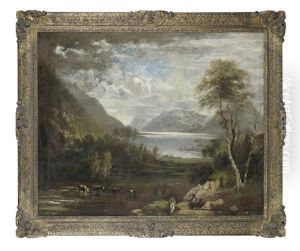 Fishermen By A River In A Carved Frame