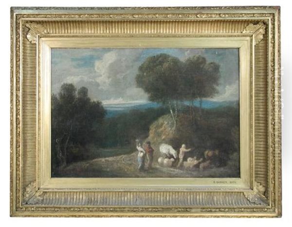 A Shepherdess With Cattle And Sheep On A Path - view 1