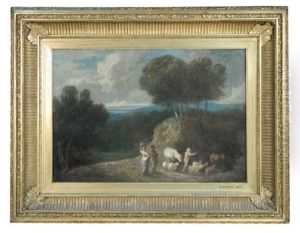A Shepherdess With Cattle And Sheep On A Path
