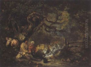 Bauernfamilie Am Lagerfeuer