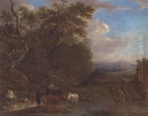 A Drover With Cattle Watering by Benjamin Barker
