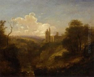A Wooded Valley Landscape With A Castle Beyond