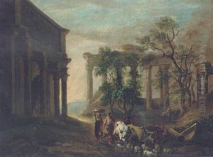 Peasants And Livestock By The Arch Of Constantine, Rome by Benjamin Barker