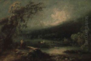 A River Lanscape With Cattle