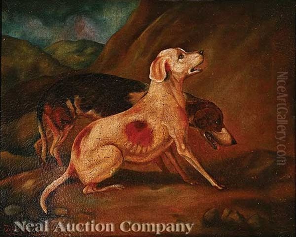 Study Of Two Foxhounds - view 1
