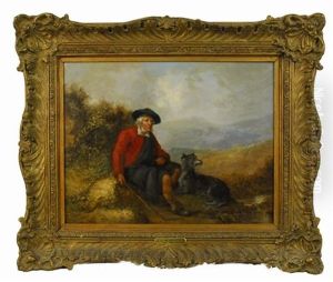 Scotsman And His Dog In The Highlands Scotsman And His Dog In The Highlands