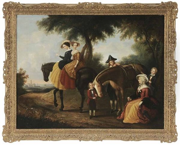 A Family On An Equestrian Outing - view 1