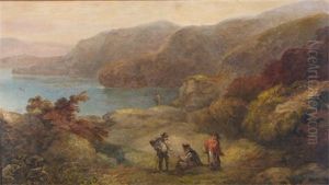 Figures On A Coastal Clifftop Path Figures On A Coastal Clifftop Path