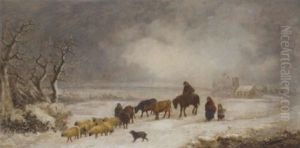 Return From Market In Winter by John Joseph (of Bath) Barker