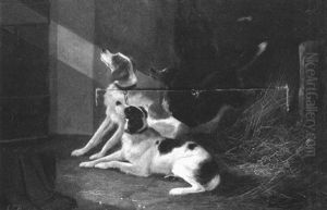 Dogs In A Stable Interior