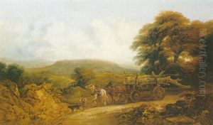 Wooded Landscape With Travellers On A Path by John Joseph (of Bath) Barker
