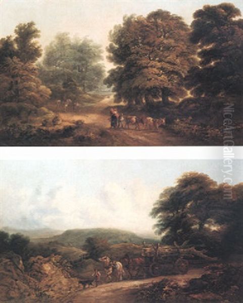 Wooded Landscape With Travellers On A Path - view 1