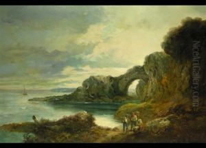 Kustenlandschaft Mit Felsiger Landzunge Und Felsenbogen by John Joseph (of Bath) Barker