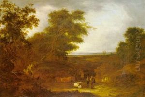 Drovers And Their Cattle In A Coastal Landscape