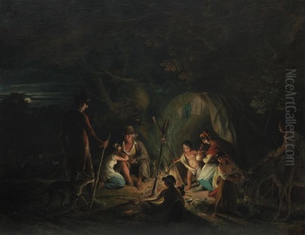 Gypsy Encampment By Moonlight - view 1