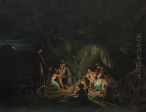 Gypsy Encampment By Moonlight