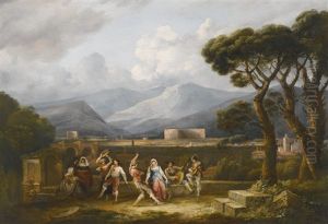 Figures Dancing The Saltarello, With A Capriccio Of Rome