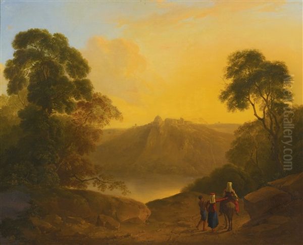 An Italianate Landscape With Travellers - view 1