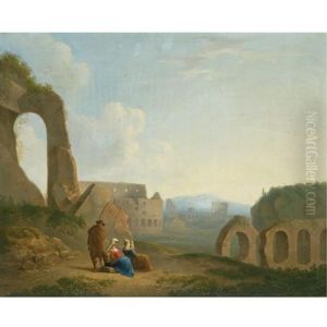 A Roman Capriccio With Figures, The Colosseum Beyond