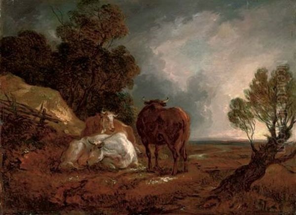A Wooded Landscape With Cattle - view 1