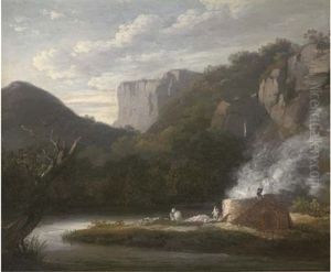 A Lime Kiln In A Wooded River Valley