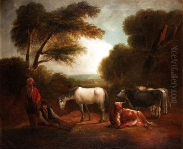 Figures With Cattle And A Horse - view 1