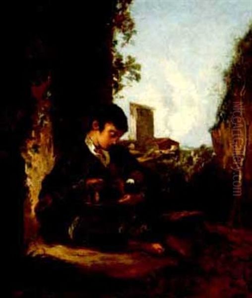 Boy With Pet Mouse - view 1