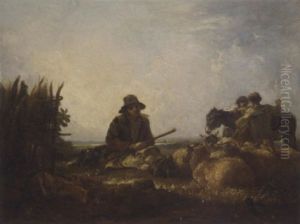 Shepherds In An Extensive Landscape by Thomas Barker