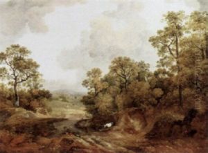A Wooded Landscape With Shepherds And Cows by Thomas Barker