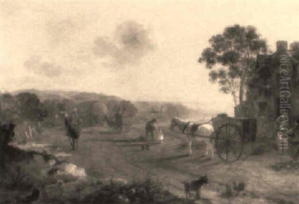 Travellers On A Path By An Inn - view 1