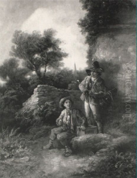 Travelling Boys With Performing Mice, In A Landscape - view 1