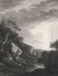 Travellers On A Path In A Mountainous Landscape Travellers On A Path In A Mountainous Landscape