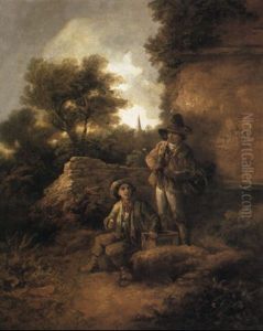 Travelling Boys With Performing Mice, In Landscape Travelling Boys With Performing Mice, In Landscape