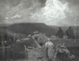 Two Peasant Women Feeding Farm Animals
