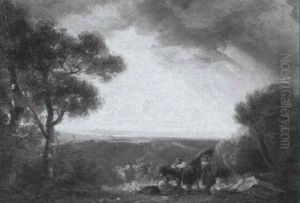 Wood Gatherers In An Evening Landscape by Thomas Barker