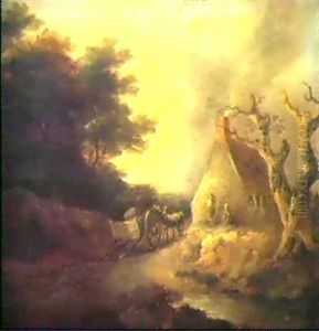 Bauernbuben Mit Reisigfuhre Vor Waldhutte by Thomas Barker