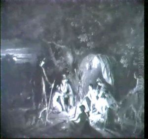 A Gypsy Encampment By Moonlight