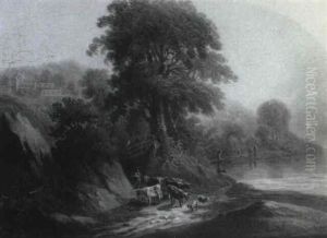 A River Landscape With Cattle And Drover