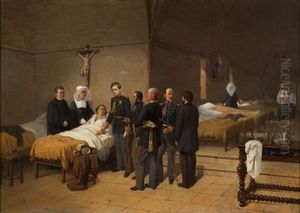King Pedro V Of Portugal And Brazil, Visiting The Wounded by Thomas Jones Barker