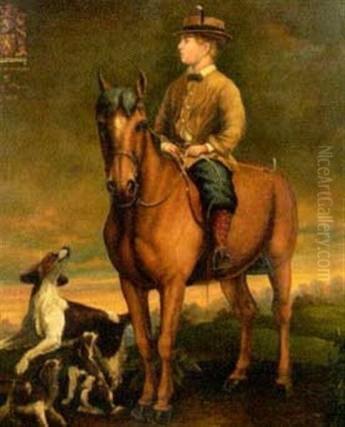 Portrait Of Eames Of Bridgend On Horseback With Hounds - view 1