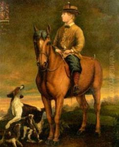 Portrait Of Eames Of Bridgend On Horseback With Hounds by Thomas Jones Barker