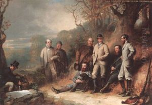 A Big Shoot At Grimston Park, Yorkshire by Thomas Jones Barker