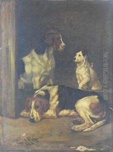 Foxhounds And A Terrier by Wright Barker