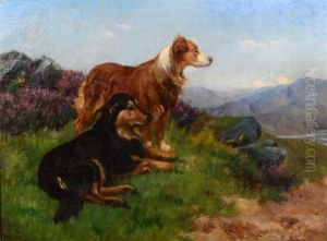 Two Collies In A Landscape by Wright Barker